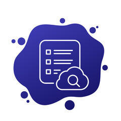 cloud search results line icon for web