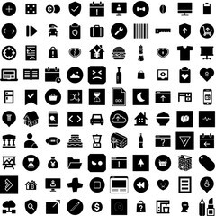 Collection Of 100 Oscillation Icons Set Isolated Solid Silhouette Icons Including Oscillator, Abstract, Vector, Design, Physics, Illustration, Science Infographic Elements Vector Illustration Logo