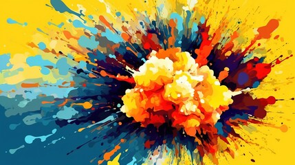 Colored powder explosion. Holi festival. Generative AI. Illustration for banner, poster, cover, brochure or presentation.