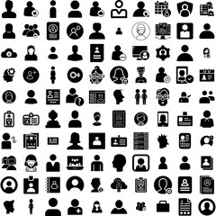 Collection Of 100 Profile Icons Set Isolated Solid Silhouette Icons Including Vector, Face, Business, People, Social, Profile, Illustration Infographic Elements Vector Illustration Logo