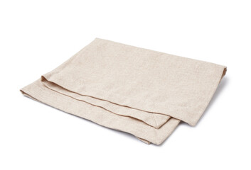 Beige folded napkin isolated on white background