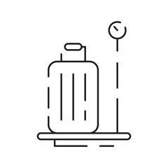 Simple Airport Related Vector Line Icons. Contains such Icons as Departure, Tickets, Baggage Claim. Summer travel and transport