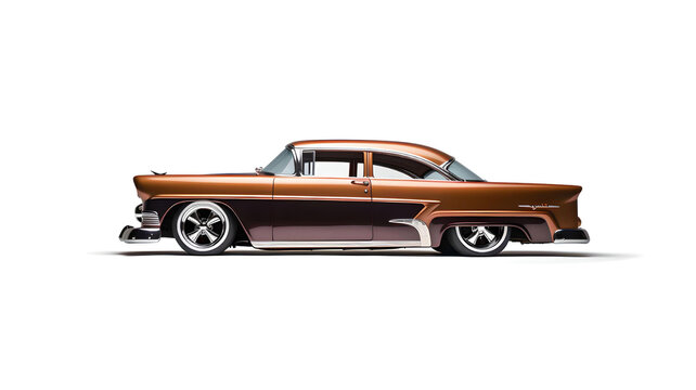 vintage lowrider  car isolated on white - generative AI