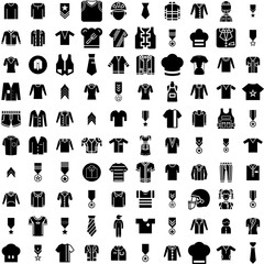 Collection Of 100 Uniform Icons Set Isolated Solid Silhouette Icons Including Isolated, Uniform, Happy, Education, School, Student, Clothes Infographic Elements Vector Illustration Logo