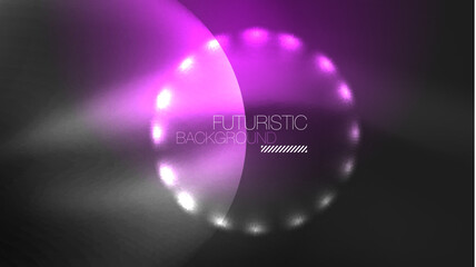 Circles with bright neon shiny light effects, abstract background wallpaper design