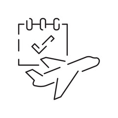 Airport line icon. Vector summer travel and transport. Airplane flight