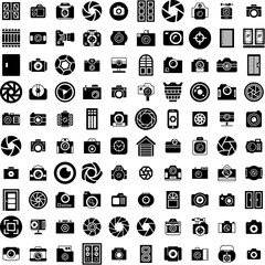Collection Of 100 Shutter Icons Set Isolated Solid Silhouette Icons Including Blind, House, Window, Home, White, Shutter, Modern Infographic Elements Vector Illustration Logo