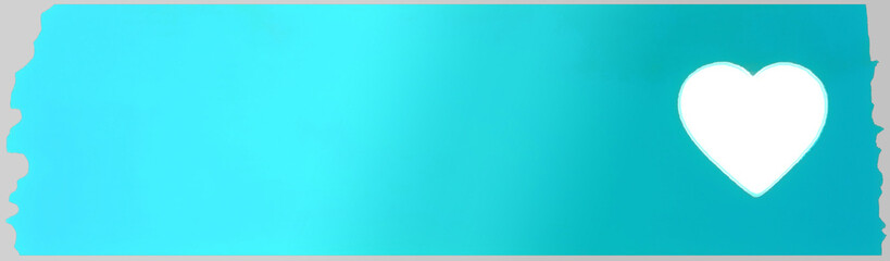 Light blue gradient masking Washi tape with white heart isolated