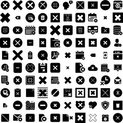 Collection Of 100 Cancel Icons Set Isolated Solid Silhouette Icons Including Vector, Cancelled, Sign, Icon, Cancel, Red, Isolated Infographic Elements Vector Illustration Logo