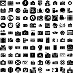 Collection Of 100 Capture Icons Set Isolated Solid Silhouette Icons Including Carbon, Technology, Energy, Capture, Co2, Gas, Climate Infographic Elements Vector Illustration Logo