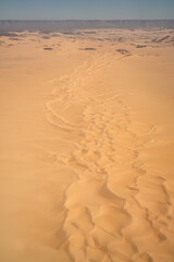 The Algerian desert seen from the sky. Tassili-Djanet National Park