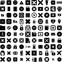 Collection Of 100 Close Icons Set Isolated Solid Silhouette Icons Including Close, Natural, Background, Closeup, Beautiful, Portrait, Person Infographic Elements Vector Illustration Logo