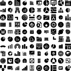 Collection Of 100 Diagram Icons Set Isolated Solid Silhouette Icons Including Template, Diagram, Chart, Business, Vector, Element, Presentation Infographic Elements Vector Illustration Logo