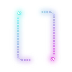 Neon Green Pink dashed line vertical rectangle quote frame with quotation marks