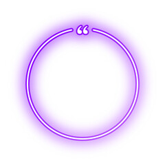 Neon Purple circle quote frame with quotation marks