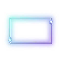 Neon Green Purple double line rectangle quote frame with quotation marks