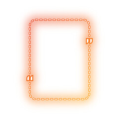 Neon Orange dashed line vertical rectangle quote frame with quotation marks