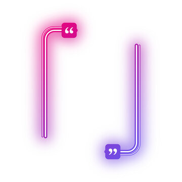 Neon Red Purple double line vertical rectangle quote frame with quotation marks