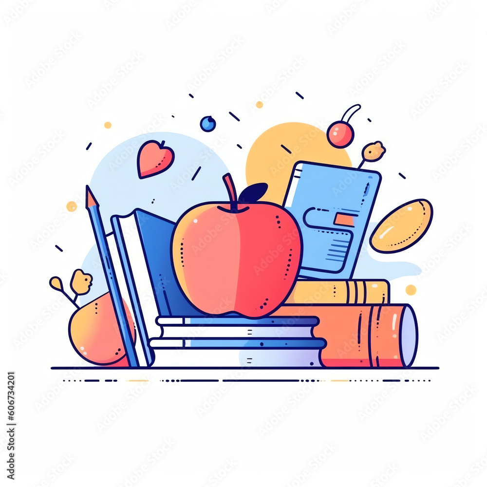 Poster ai generated: modern flat design of back to school illustration concept. flat style vector template 