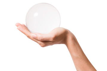 crystal ball in hand isolated