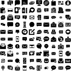 Collection Of 100 Message Icons Set Isolated Solid Silhouette Icons Including Communication, Message, Vector, Design, Icon, Illustration, Web Infographic Elements Vector Illustration Logo