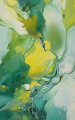 Harmonious Confluence of Green and Gray Paint on Glass in Organic Design | AI Generated