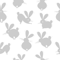 Symbol of chinese new year 2023 rabbit zodiac sign. Funny Bunnies seamless pattern, art background. Vector illustration