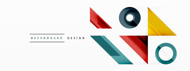 Colorful triangles and circles abstract background. Design for wallpaper, banner, background, landing page, wall art, invitation, prints, posters