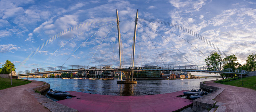 Panorama photo of the Ypsilon Bridge in Drammen, Norway