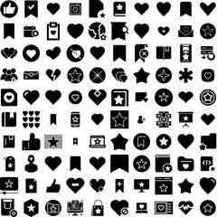 Collection Of 100 Favorite Icons Set Isolated Solid Silhouette Icons Including Like, Sign, Button, Icon, Vector, Symbol, Favorite Infographic Elements Vector Illustration Logo