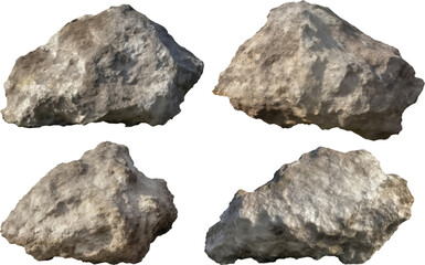 Rock shapes on transparent background, 3D rendered