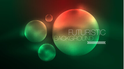 Neon glowing circles, magic energy space light concept, abstract background wallpaper design