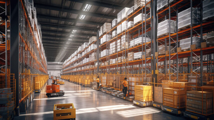 Step into the vast expanse of a bustling warehouse, Generative AI 