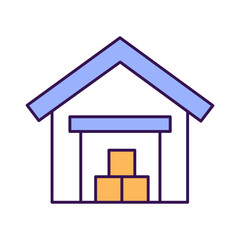 Depot Outline with Colors Fill Vector Icon that can easily edit or modify

