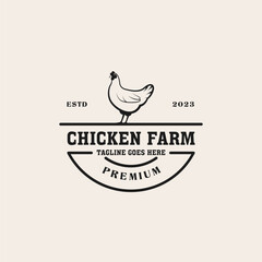 Fototapeta na wymiar Creative vintage chicken farm logo design concept illustration idea