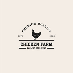 Creative vintage chicken farm logo design concept illustration idea