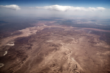 Fototapeta na wymiar The Algerian desert seen from the sky. Tassili-Djanet National Park
