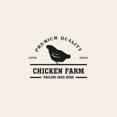 Creative vintage chicken farm logo design concept illustration idea