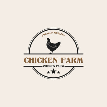 Creative vintage chicken farm logo design concept illustration idea