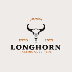 Creative vintage texas longhorn country western logo design concept illustration idea