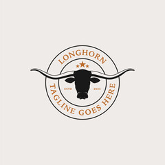 Creative vintage texas longhorn country western logo design concept illustration idea