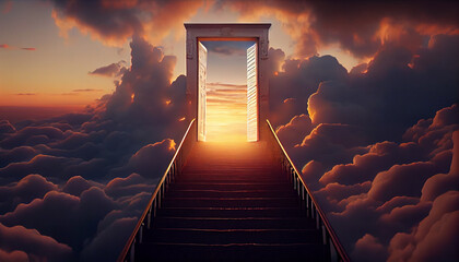 Open heavenly gates to paradise. AI generative - obrazy, fototapety, plakaty