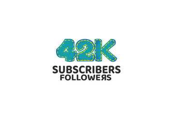 42th, 42 years, 42 year anniversary Subscribers Followers for internet, social media use - vector