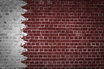 Shot of the Qatar flag painted on a brick wall in an urban location
