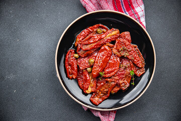 tomato sun dried vegetable food meal snack on the table copy space food background rustic top view