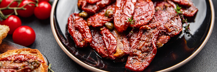tomato sun dried vegetable food meal snack on the table copy space food background rustic top view