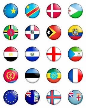 Vertical illustration of a selection of the flags of the nations of the world