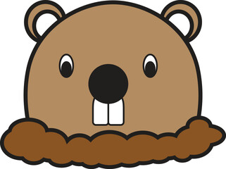 Beaver groundhog head in soil simple style logo icon clip art vector image