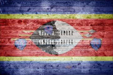 Illustrative flag of Swaziland on a wooden surface