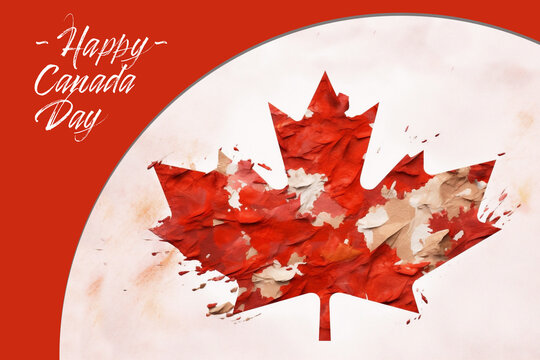 canadian flag painted on wall with "Canada Day" text, created using generate AI tools